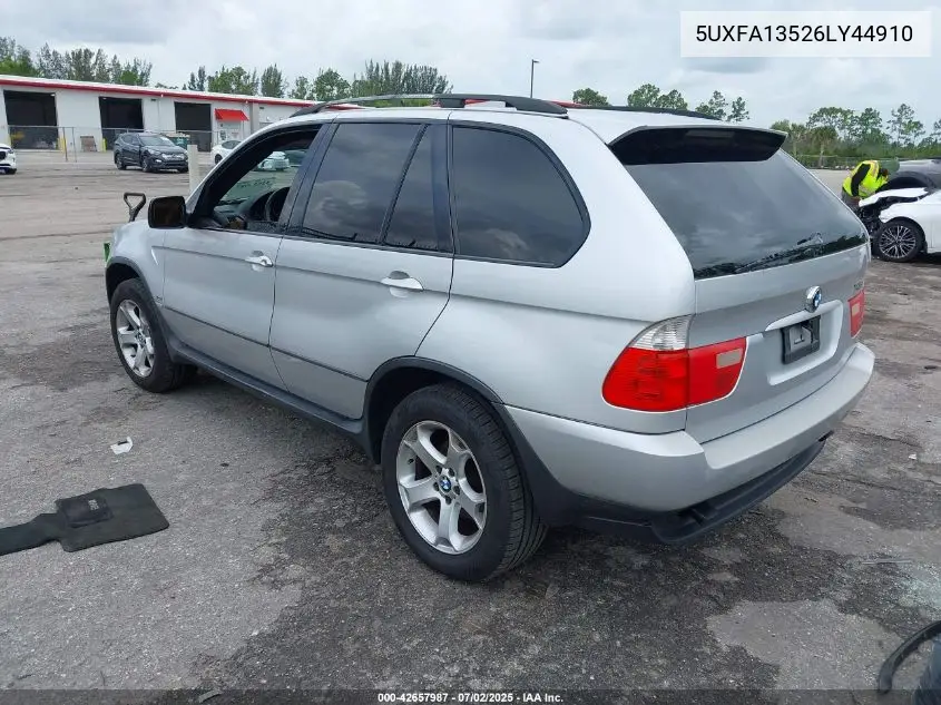 2006 BMW X5 3.0I VIN: 5UXFA13526LY44910 Lot: 42657987