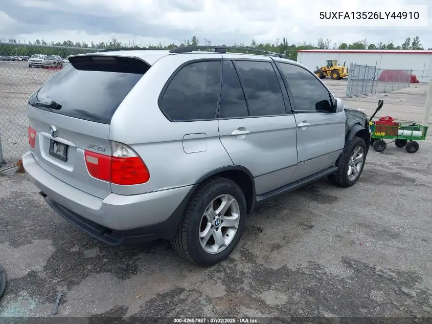 2006 BMW X5 3.0I VIN: 5UXFA13526LY44910 Lot: 42657987