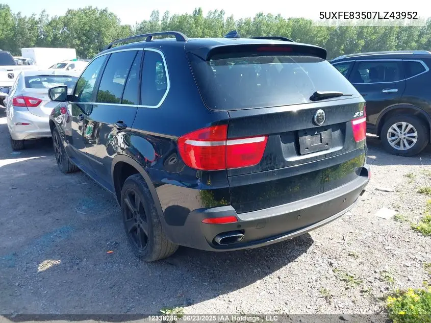 2007 BMW X5 4.8I VIN: 5UXFE83507LZ43952 Lot: 12338286