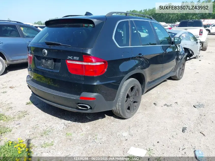 2007 BMW X5 4.8I VIN: 5UXFE83507LZ43952 Lot: 12338286