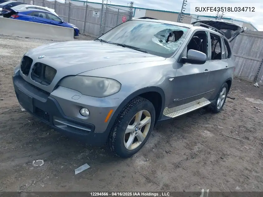 2008 BMW X5 3.0I VIN: 5UXFE43518L034712 Lot: 12294566