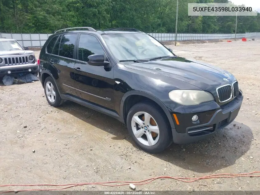 2008 BMW X5 3.0Si VIN: 5UXFE43598L033940 Lot: 42253420