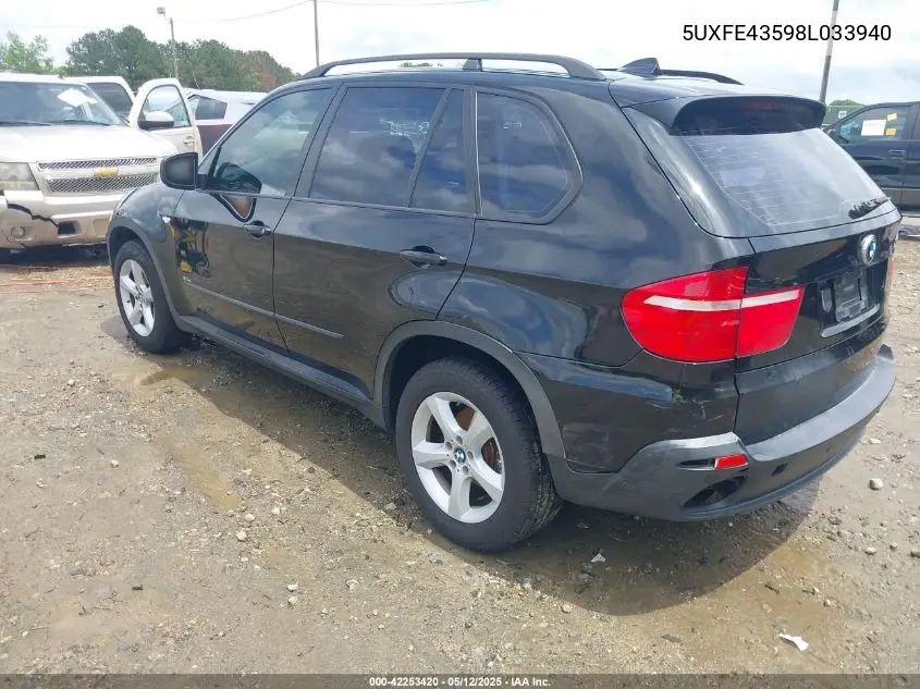 2008 BMW X5 3.0Si VIN: 5UXFE43598L033940 Lot: 42253420