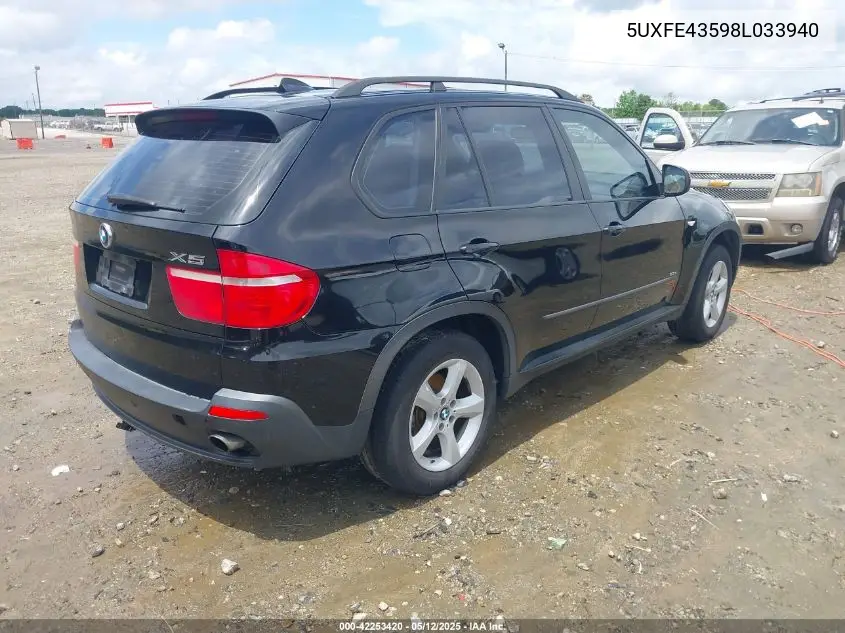 2008 BMW X5 3.0Si VIN: 5UXFE43598L033940 Lot: 42253420