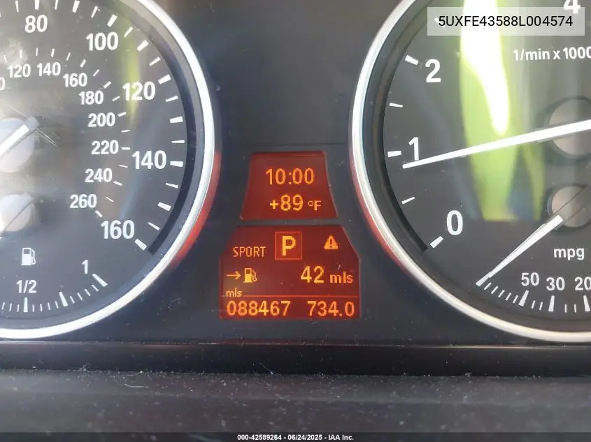 2008 BMW X5 3.0Si VIN: 5UXFE43588L004574 Lot: 42589264