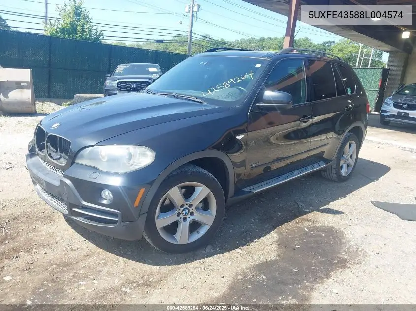 2008 BMW X5 3.0Si VIN: 5UXFE43588L004574 Lot: 42589264