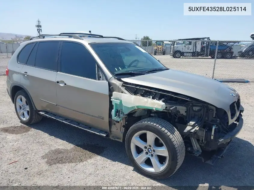 2008 BMW X5 3.0Si VIN: 5UXFE43528L025114 Lot: 42597677