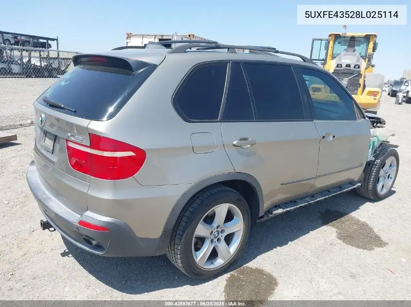 2008 BMW X5 3.0Si VIN: 5UXFE43528L025114 Lot: 42597677