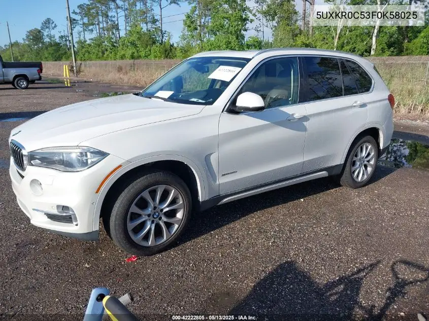 2015 BMW X5 xDrive35I VIN: 5UXKR0C53F0K58025 Lot: 42222805