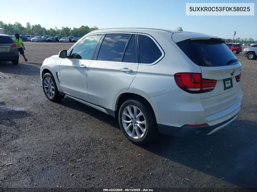 2015 BMW X5 xDrive35I VIN: 5UXKR0C53F0K58025 Lot: 42222805