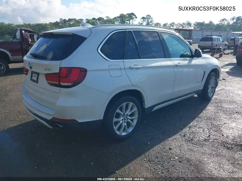 2015 BMW X5 xDrive35I VIN: 5UXKR0C53F0K58025 Lot: 42222805