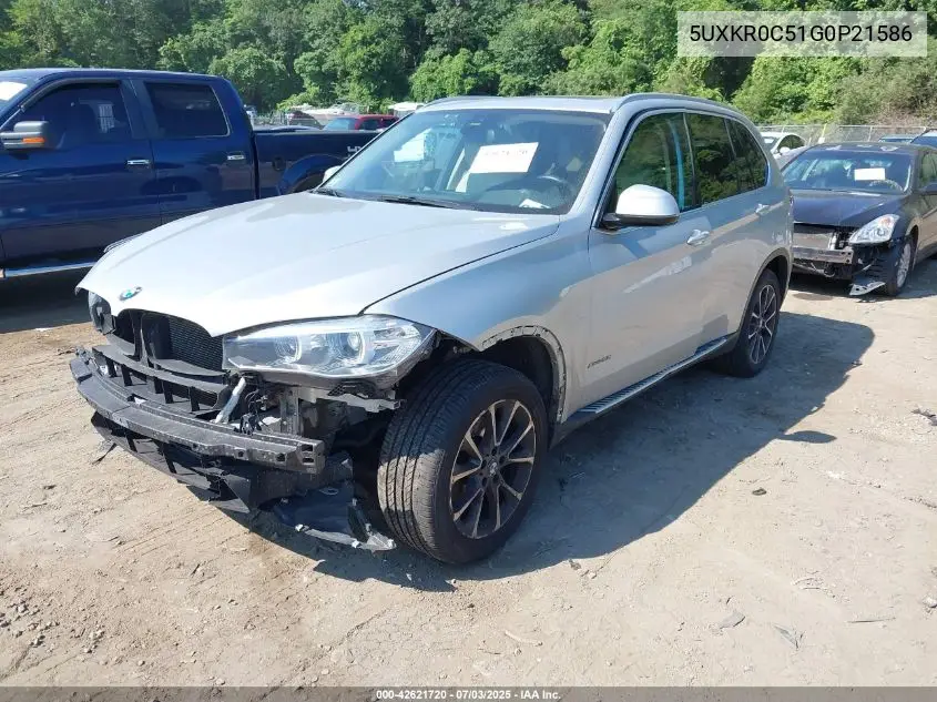 2016 BMW X5 xDrive35I VIN: 5UXKR0C51G0P21586 Lot: 42621720