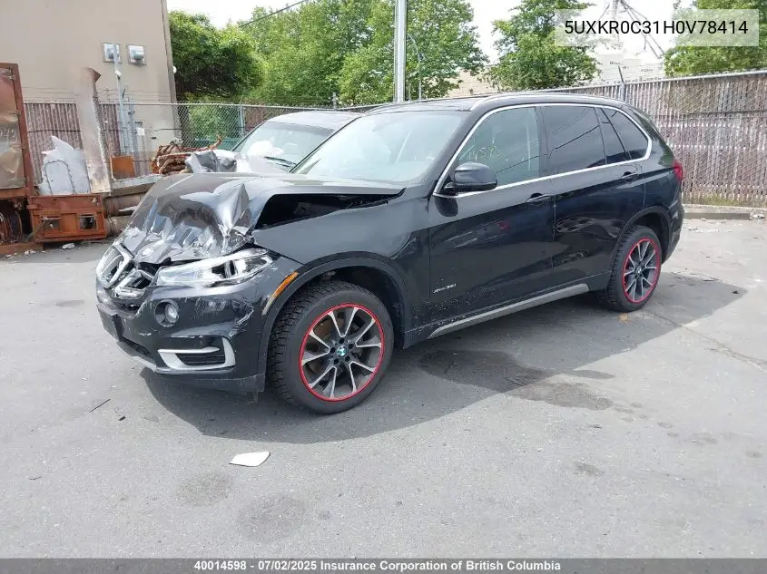 2017 BMW X5 VIN: 5UXKR0C31H0V78414 Lot: 40014598