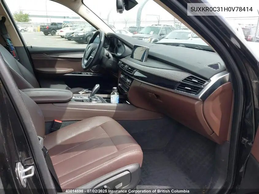 2017 BMW X5 VIN: 5UXKR0C31H0V78414 Lot: 40014598