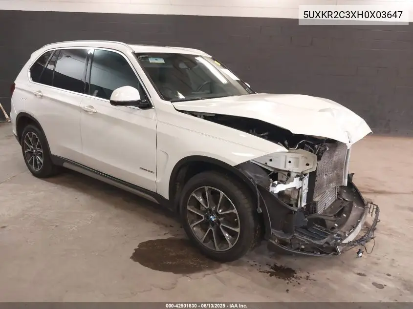 2017 BMW X5 Sdrive35I VIN: 5UXKR2C3XH0X03647 Lot: 42501830