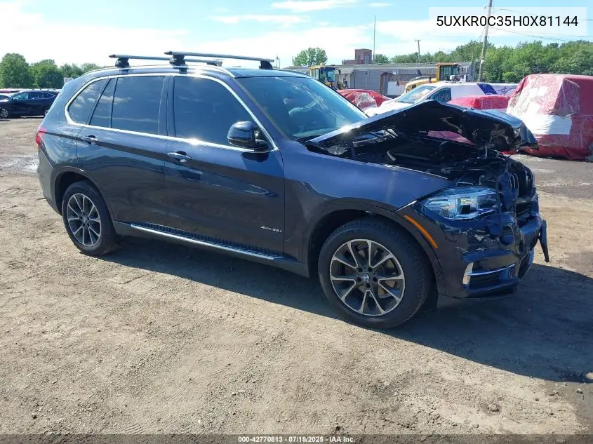 2017 BMW X5 xDrive35I VIN: 5UXKR0C35H0X81144 Lot: 42770813