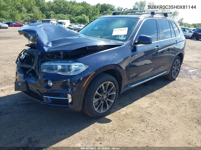 2017 BMW X5 xDrive35I VIN: 5UXKR0C35H0X81144 Lot: 42770813