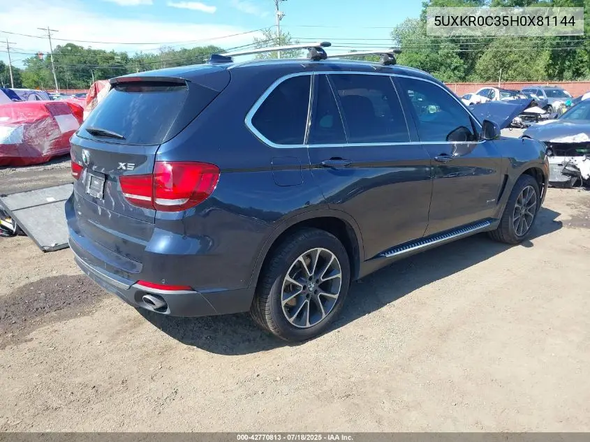 2017 BMW X5 xDrive35I VIN: 5UXKR0C35H0X81144 Lot: 42770813