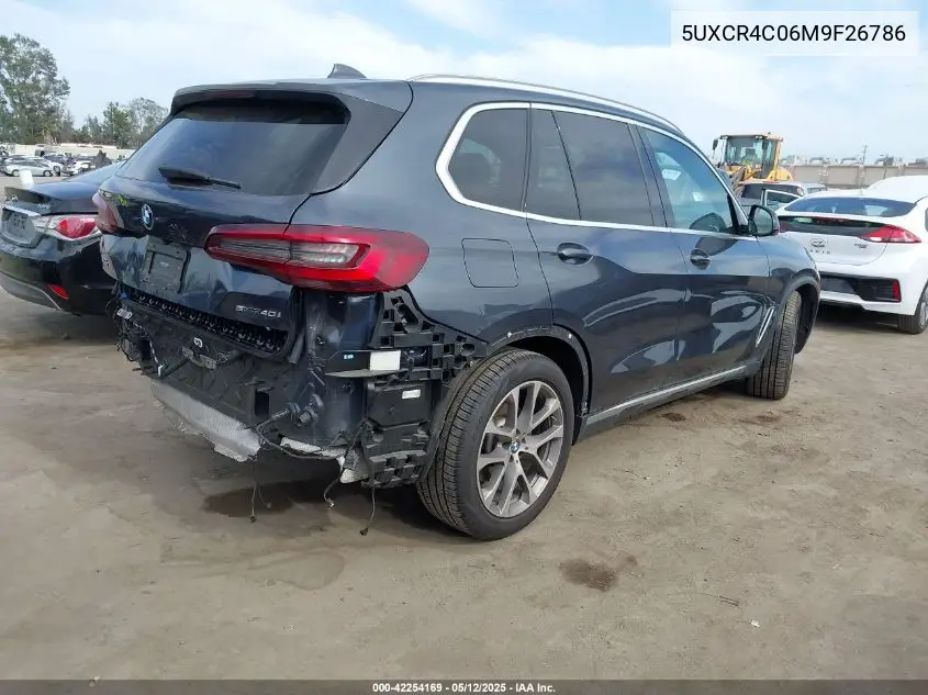 2021 BMW X5 Sdrive40I VIN: 5UXCR4C06M9F26786 Lot: 42254169