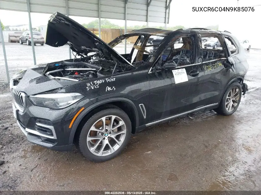 2022 BMW X5 xDrive40I VIN: 5UXCR6C04N9K85076 Lot: 42252536