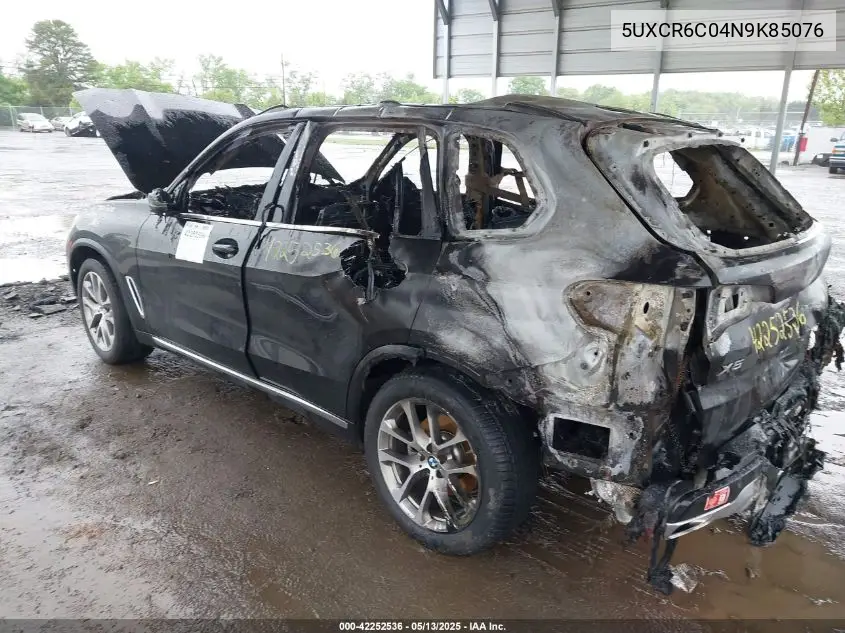 2022 BMW X5 xDrive40I VIN: 5UXCR6C04N9K85076 Lot: 42252536