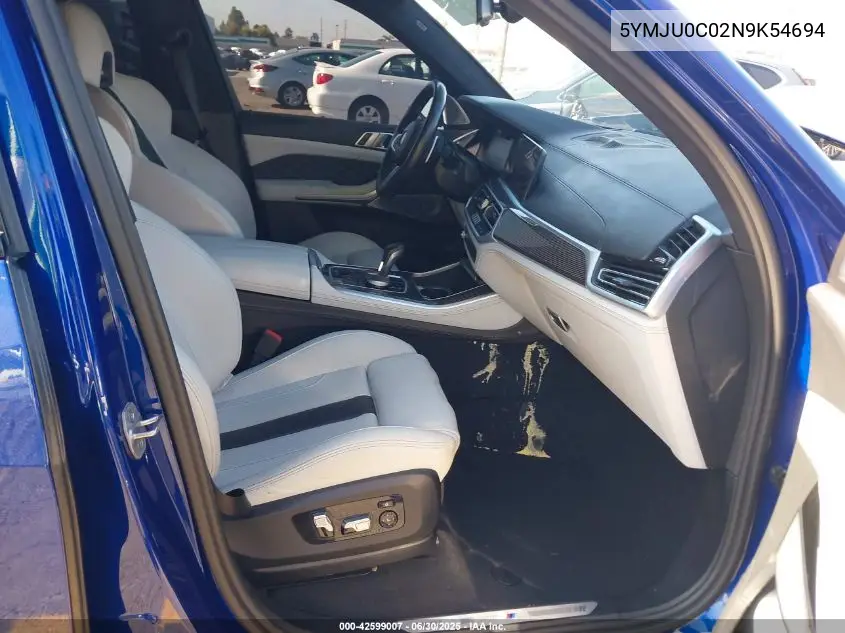2022 BMW X5 M/M Competition VIN: 5YMJU0C02N9K54694 Lot: 42599007
