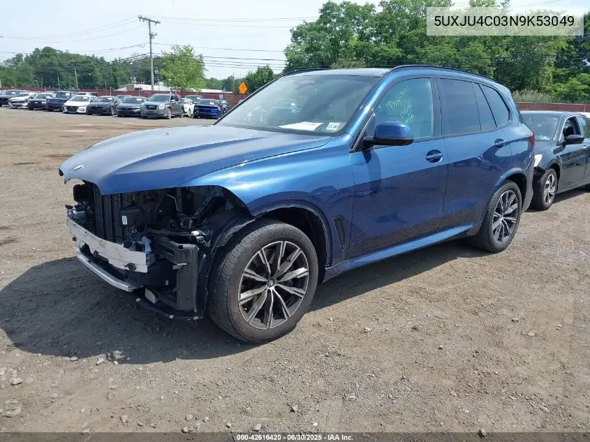 2022 BMW X5 M50I VIN: 5UXJU4C03N9K53049 Lot: 42616420