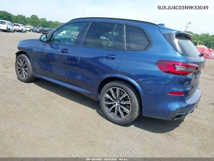 2022 BMW X5 M50I VIN: 5UXJU4C03N9K53049 Lot: 42616420