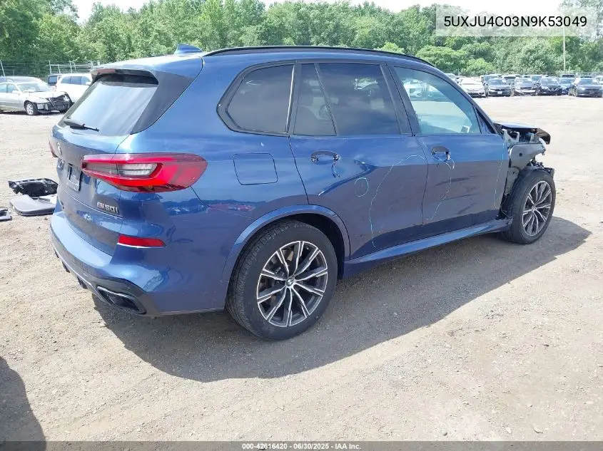 2022 BMW X5 M50I VIN: 5UXJU4C03N9K53049 Lot: 42616420