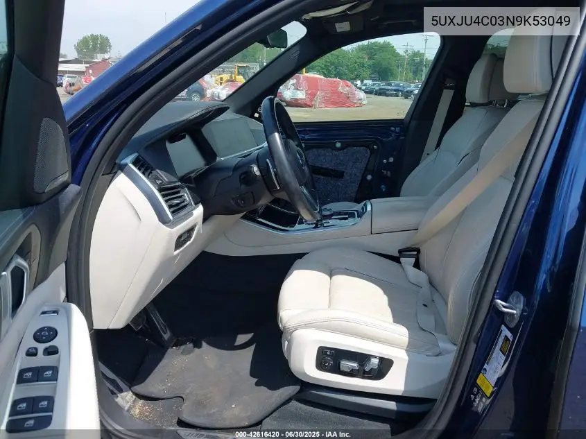 2022 BMW X5 M50I VIN: 5UXJU4C03N9K53049 Lot: 42616420
