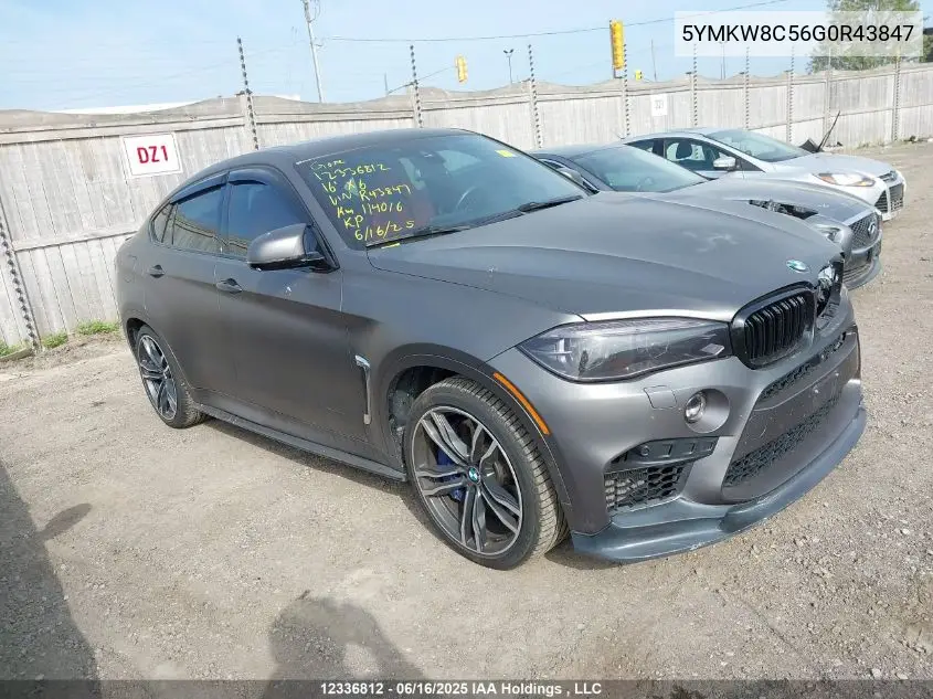 2016 BMW X6 M VIN: 5YMKW8C56G0R43847 Lot: 12336812