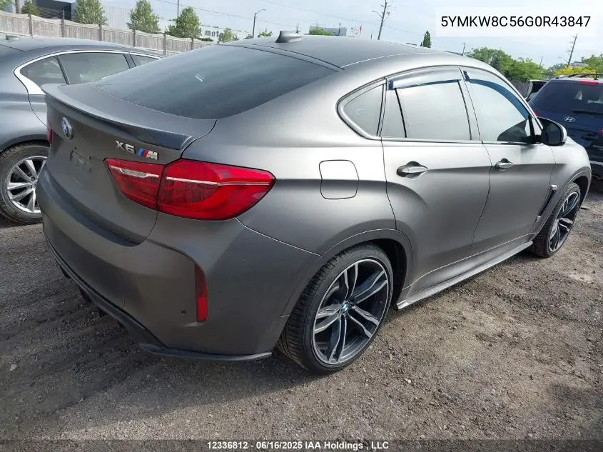 2016 BMW X6 M VIN: 5YMKW8C56G0R43847 Lot: 12336812