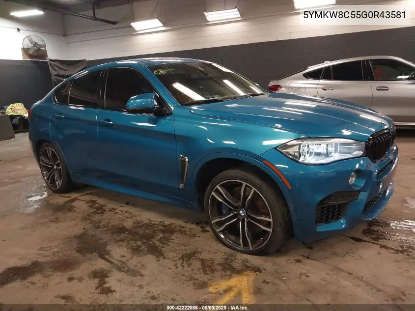 2016 BMW X6 M VIN: 5YMKW8C55G0R43581 Lot: 42222086
