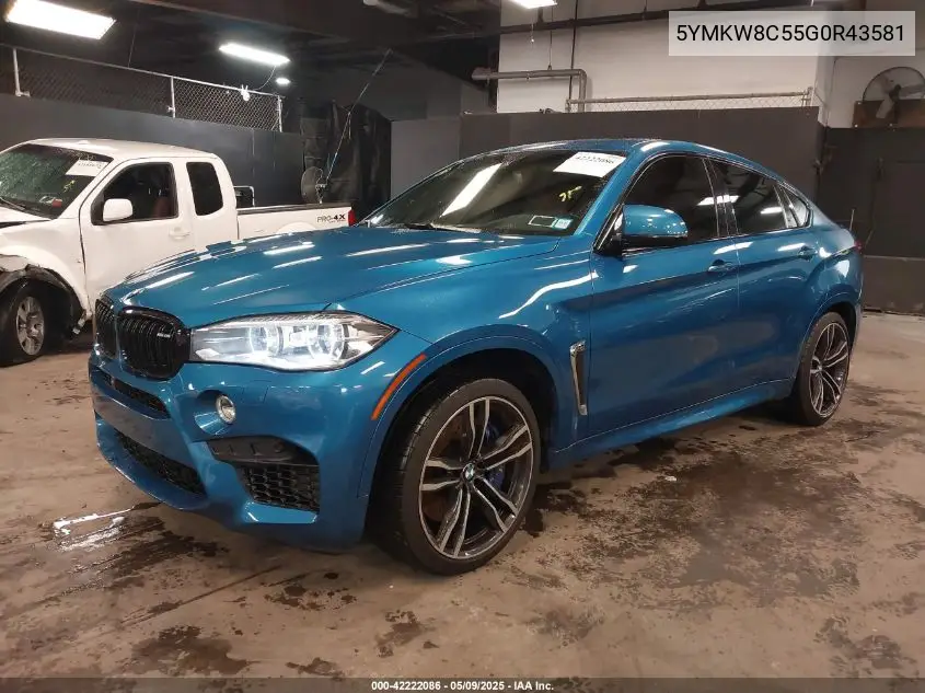 2016 BMW X6 M VIN: 5YMKW8C55G0R43581 Lot: 42222086