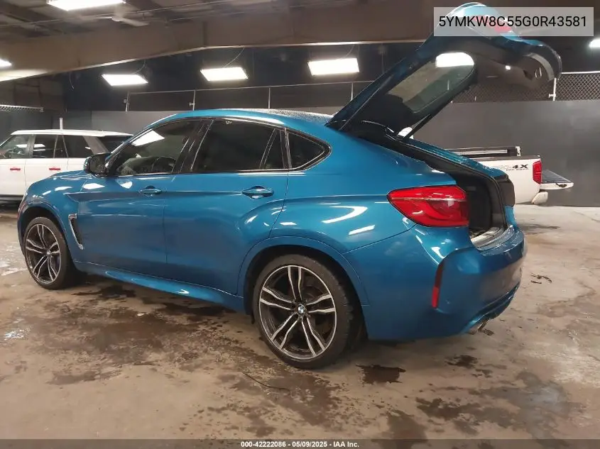2016 BMW X6 M VIN: 5YMKW8C55G0R43581 Lot: 42222086