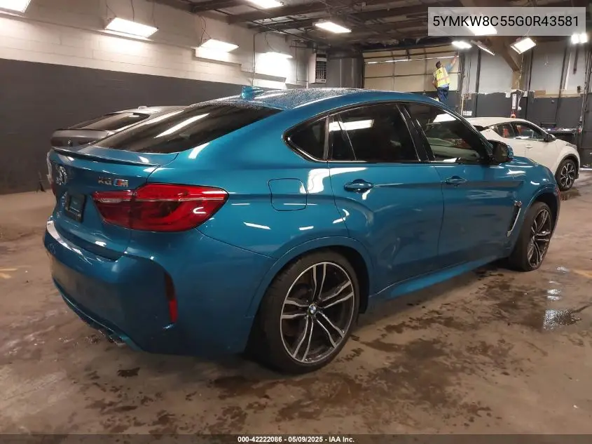 2016 BMW X6 M VIN: 5YMKW8C55G0R43581 Lot: 42222086