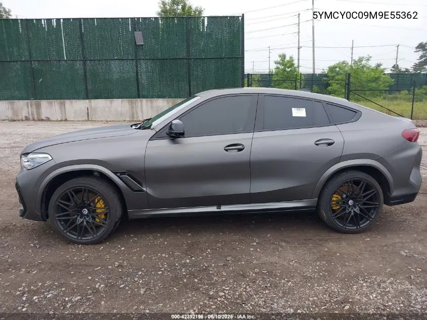 2021 BMW X6 M VIN: 5YMCY0C09M9E55362 Lot: 42392196