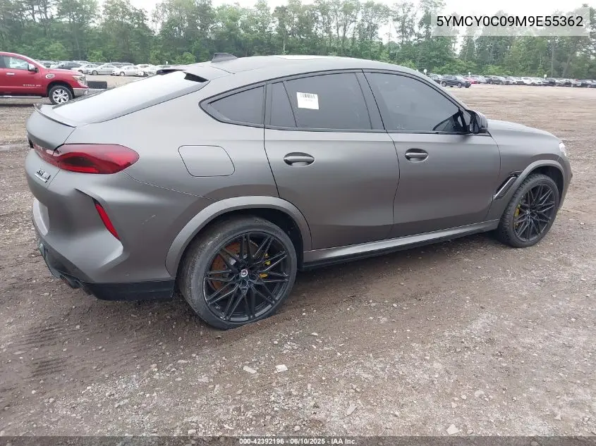 2021 BMW X6 M VIN: 5YMCY0C09M9E55362 Lot: 42392196