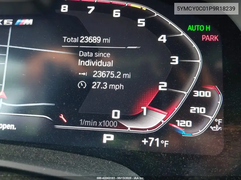 2023 BMW X6 M VIN: 5YMCY0C01P9R18239 Lot: 42243183