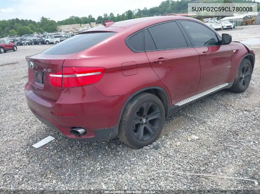 2012 BMW X6 xDrive35I VIN: 5UXFG2C59CL780008 Lot: 42300950