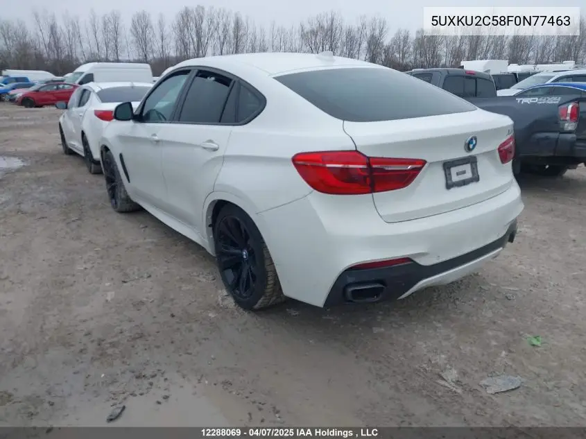2015 BMW X6 xDrive35I VIN: 5UXKU2C58F0N77463 Lot: 12288069