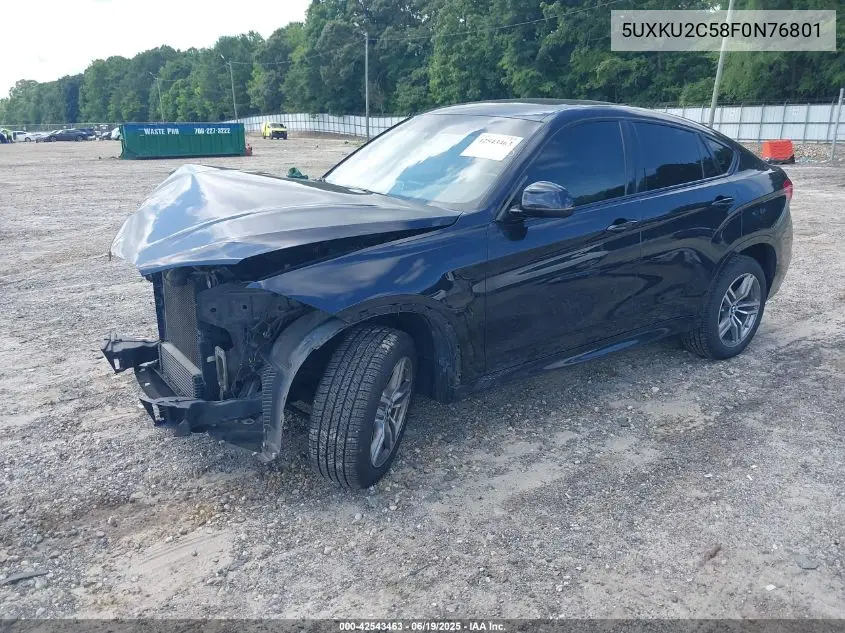 2015 BMW X6 xDrive35I VIN: 5UXKU2C58F0N76801 Lot: 42543463
