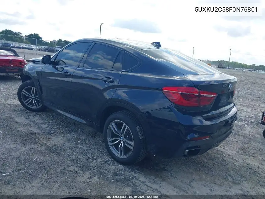 2015 BMW X6 xDrive35I VIN: 5UXKU2C58F0N76801 Lot: 42543463