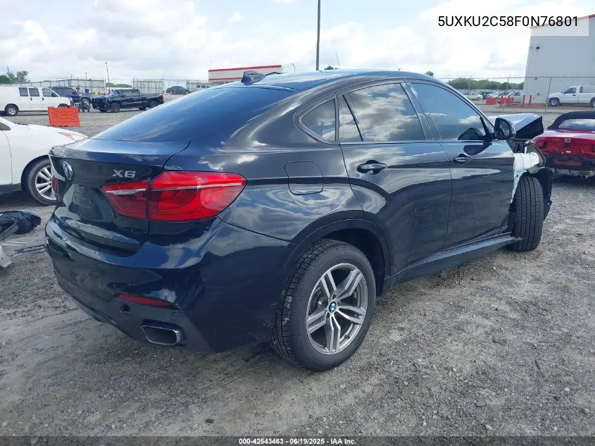 2015 BMW X6 xDrive35I VIN: 5UXKU2C58F0N76801 Lot: 42543463