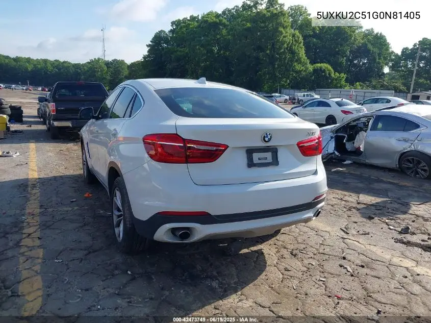 2016 BMW X6 xDrive35I VIN: 5UXKU2C51G0N81405 Lot: 42473749