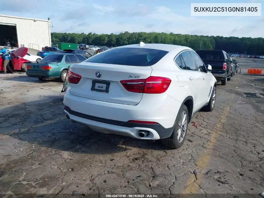 2016 BMW X6 xDrive35I VIN: 5UXKU2C51G0N81405 Lot: 42473749