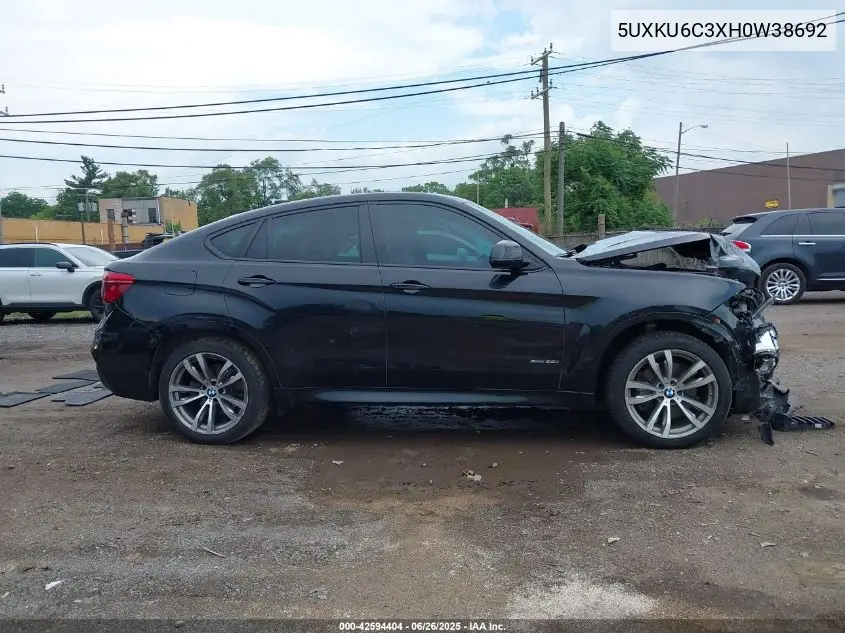 2017 BMW X6 xDrive50I VIN: 5UXKU6C3XH0W38692 Lot: 42594404