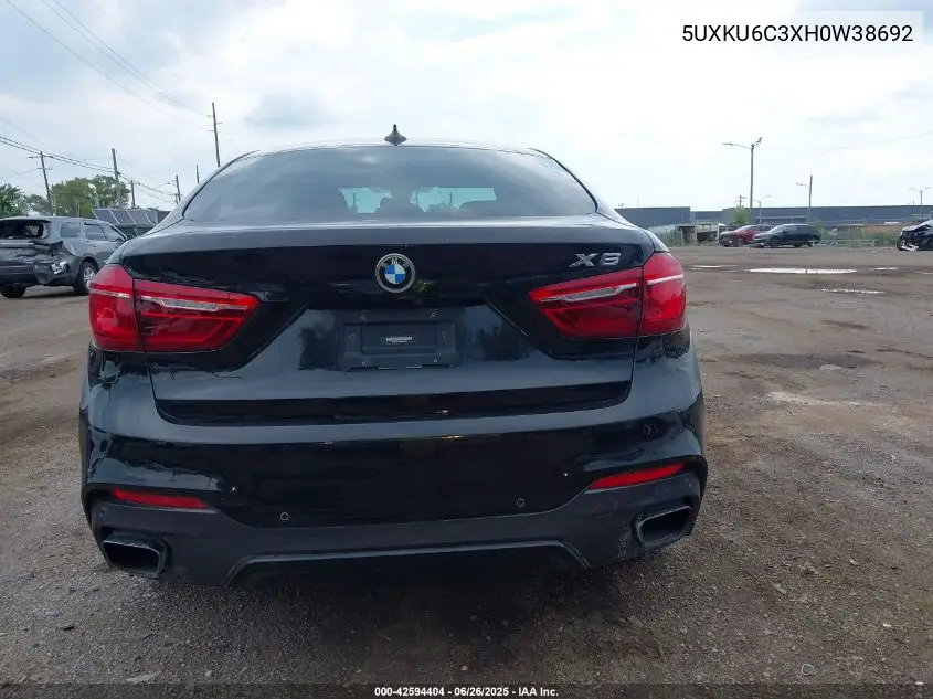 2017 BMW X6 xDrive50I VIN: 5UXKU6C3XH0W38692 Lot: 42594404