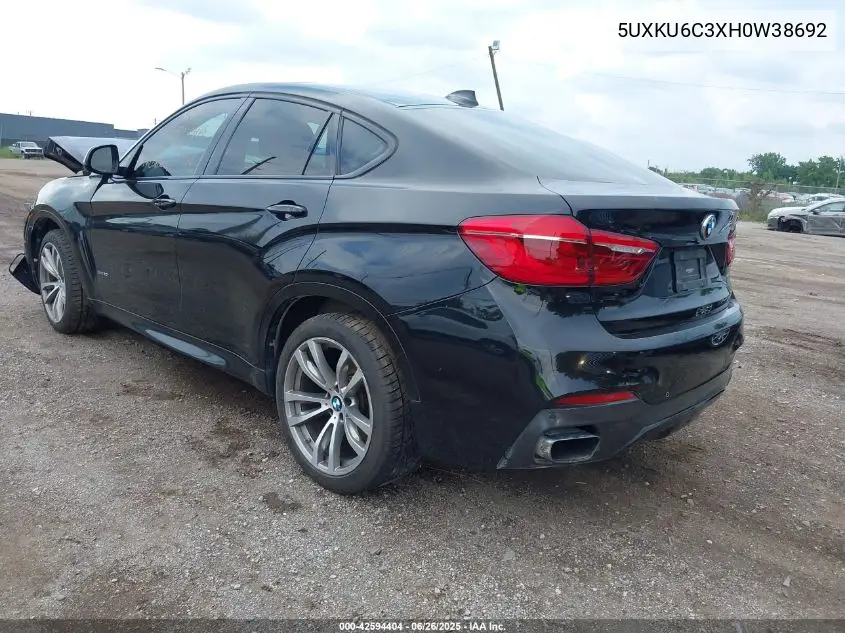2017 BMW X6 xDrive50I VIN: 5UXKU6C3XH0W38692 Lot: 42594404