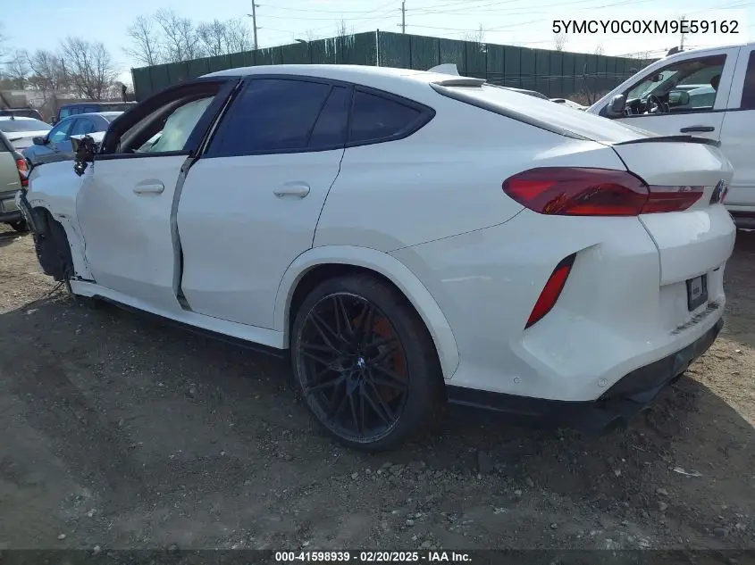 2021 BMW X6 M VIN: 5YMCY0C0XM9E59162 Lot: 41598939